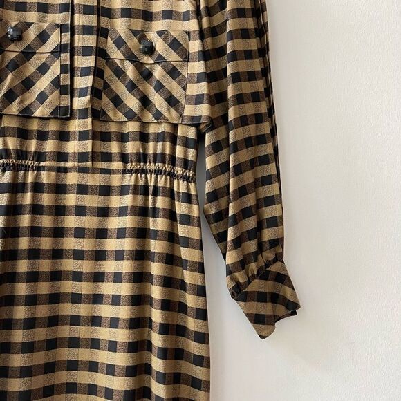 Vintage Francesca of Damon Starington Saks 100% Silk Secretary Brown Dress - siz - Picture 4 of 7